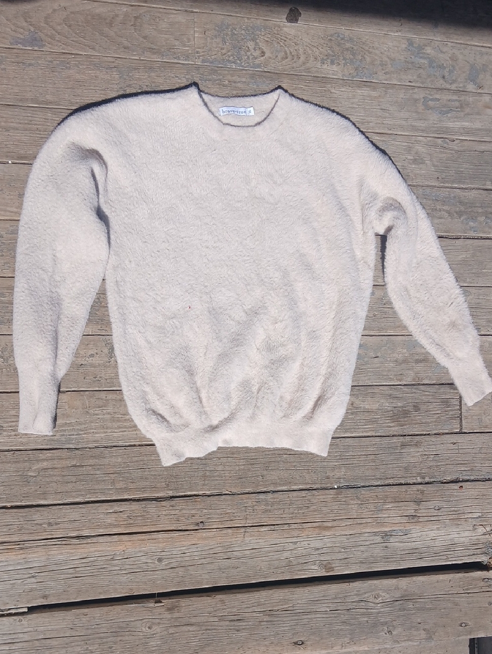 Brave+true Faux Cashmere Crewneck Sweater in Cream